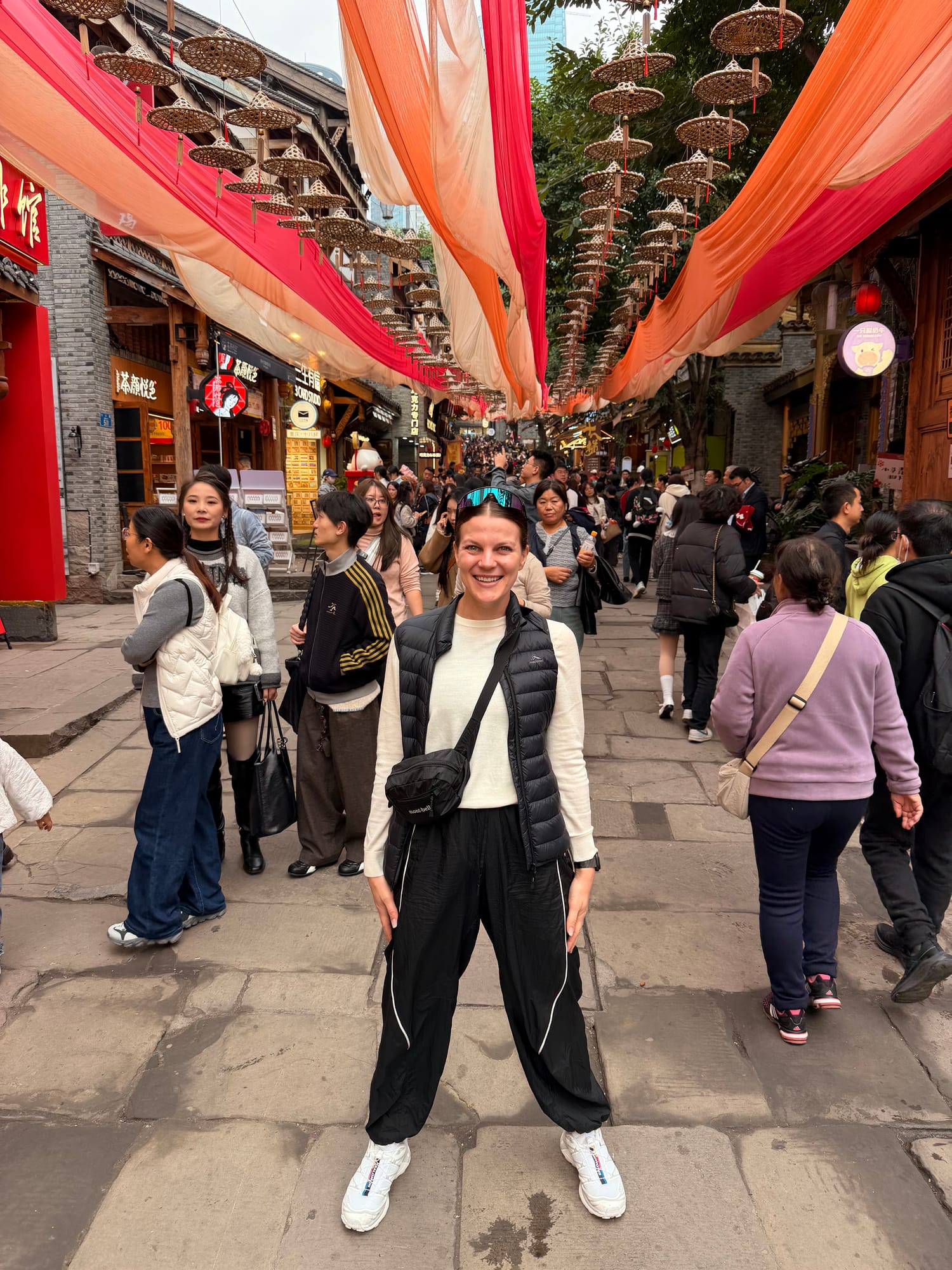 Trip photo: Shibati old town under the silk banners, where Glen's toddler became a national attraction