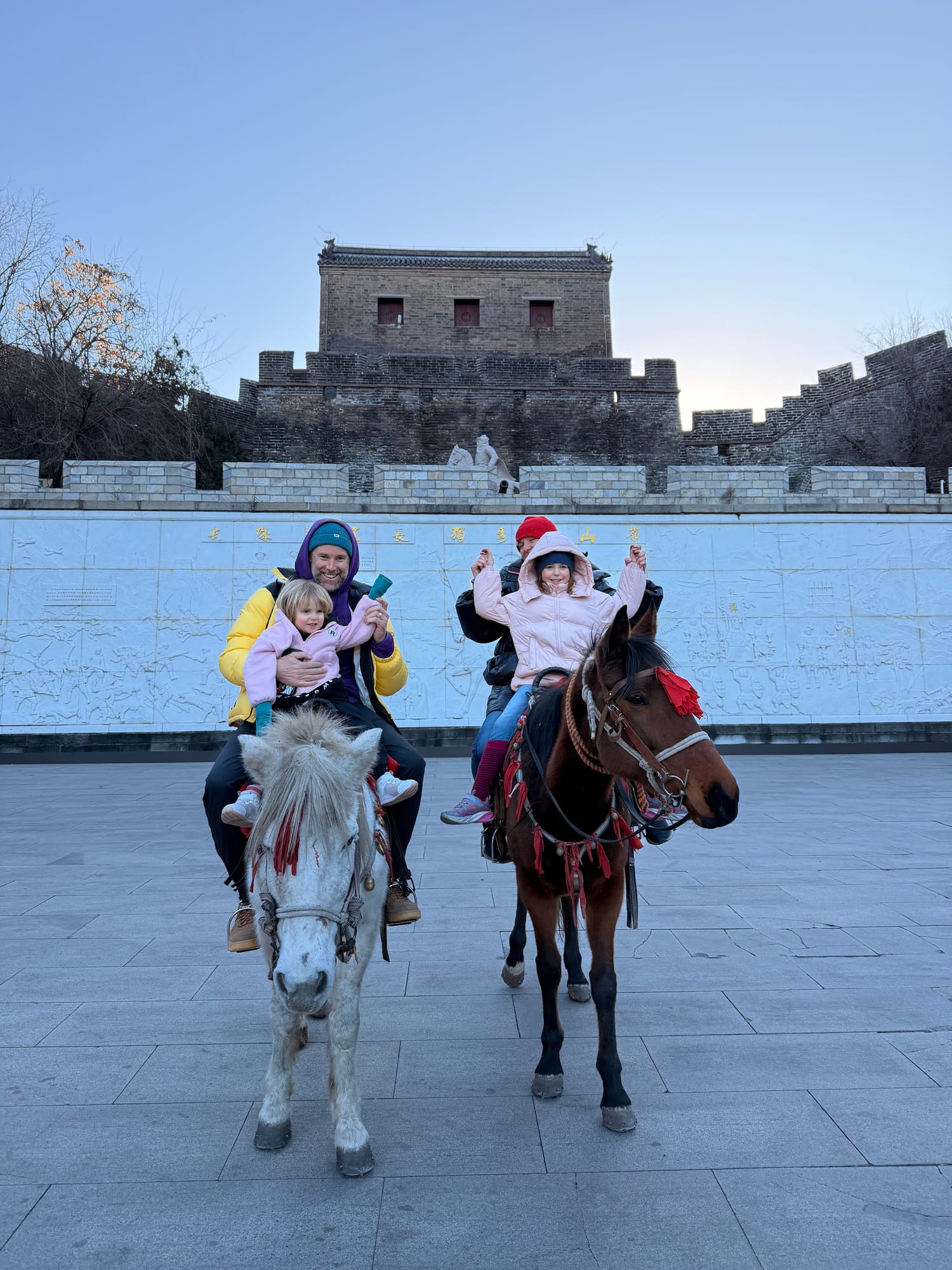Trip photo: the ponies at the fortress tower, between the sunrise show and the sunset one