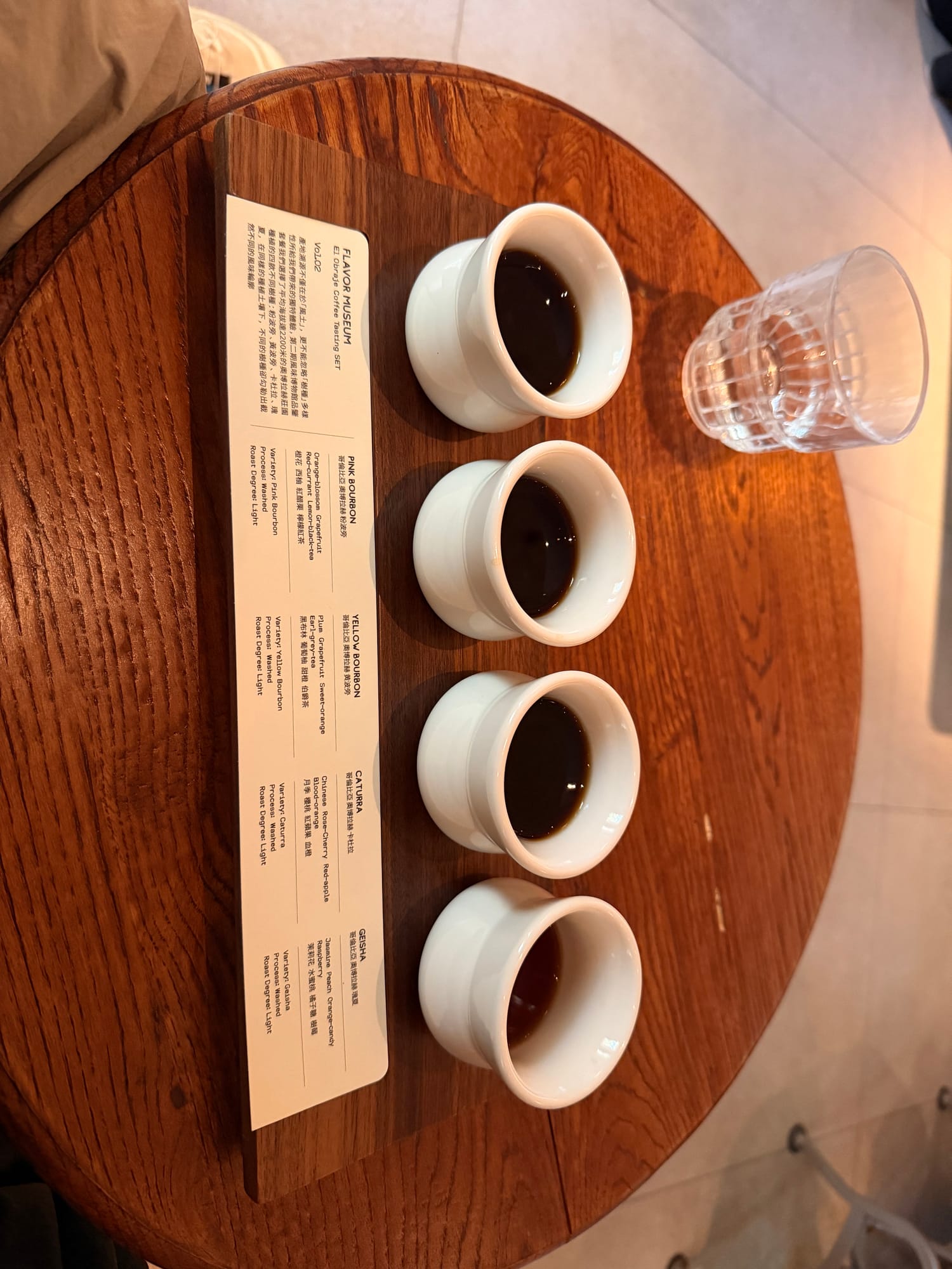 Trip photo: a cupping flight in Suzhou, warming up for the world's #2 barista